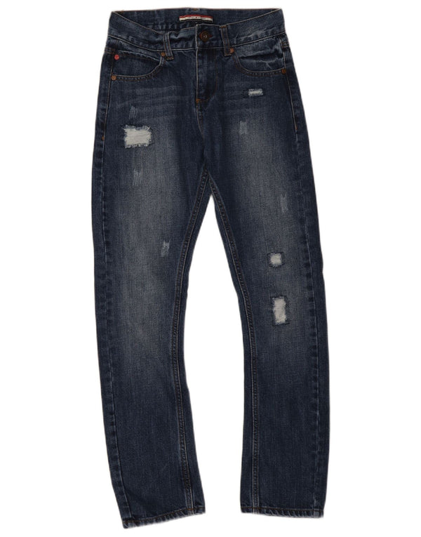 Tommy Hilfiger Meninos Jeans retos desgastados 9-10 anos W24 L26 Azul marinho