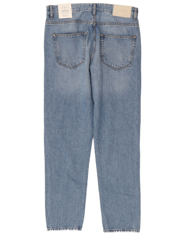 Zara Mens Slim Tapered Jeans EU 40 Médio W31 L30 Azul Algodão