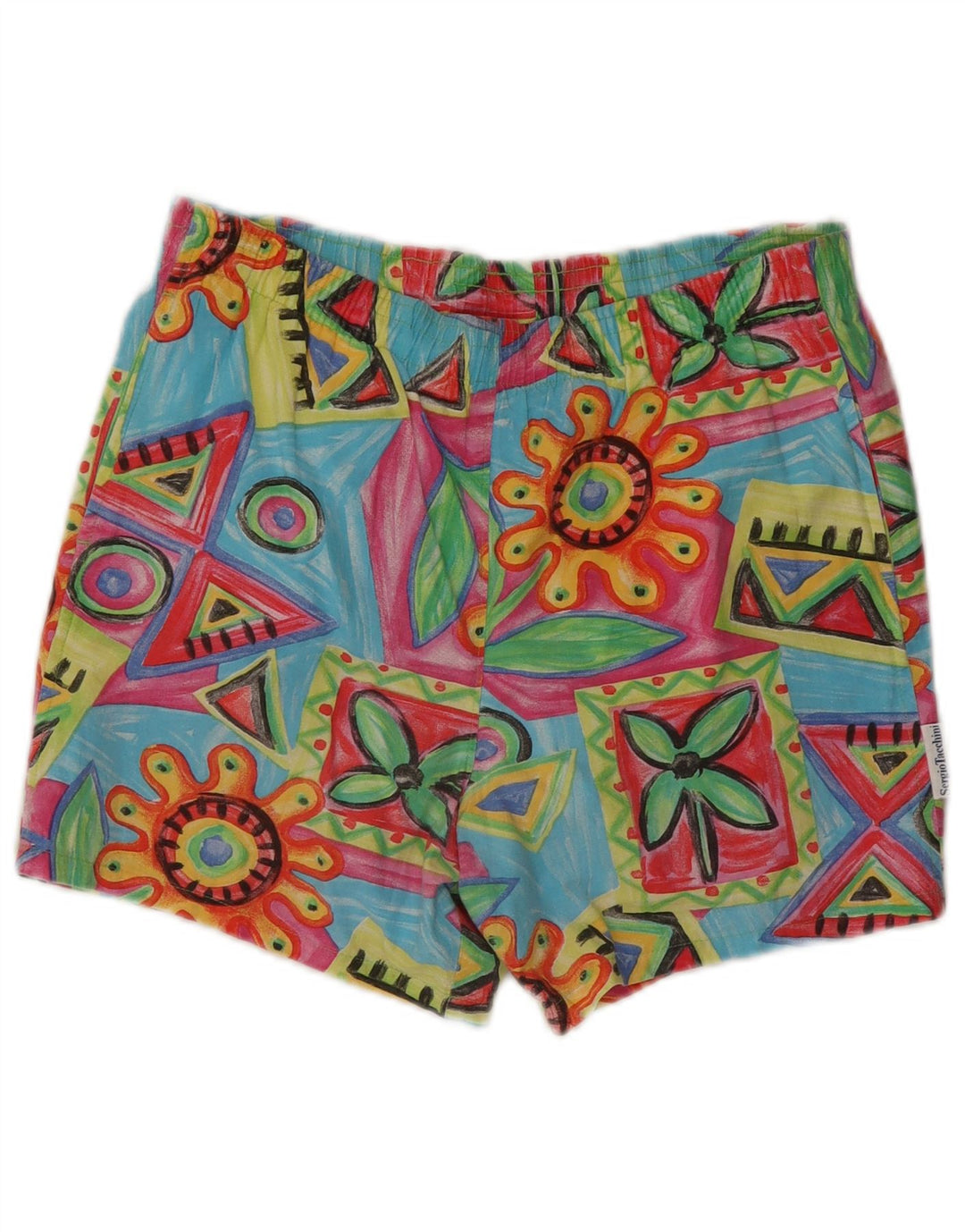 Sergio Tacchini Mens Sport Shorts IT 48 Médio Multicolorido Geométrico