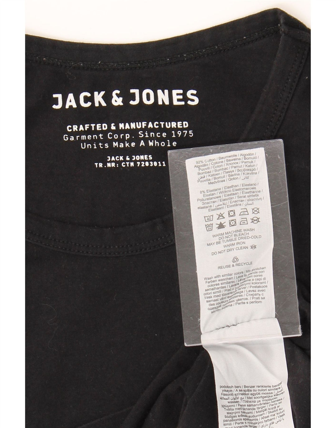 Camiseta masculina JACK & JONES de algodão preto médio