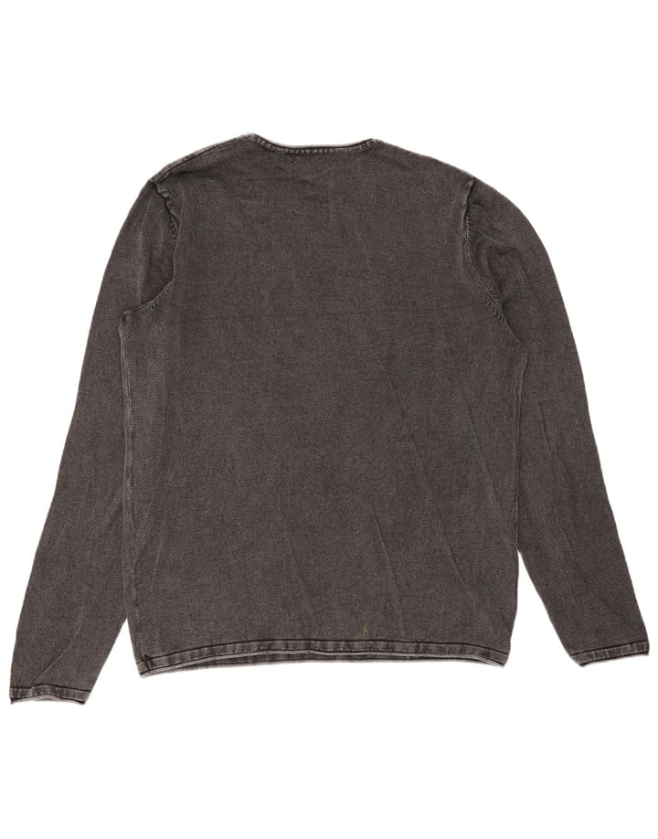 Jack & Jones Top masculino de manga comprida de algodão cinza médio