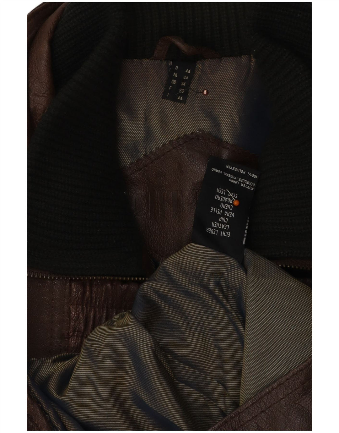 Jaqueta de couro masculina VINTAGE solta ajuste Reino Unido 34 XS couro marrom