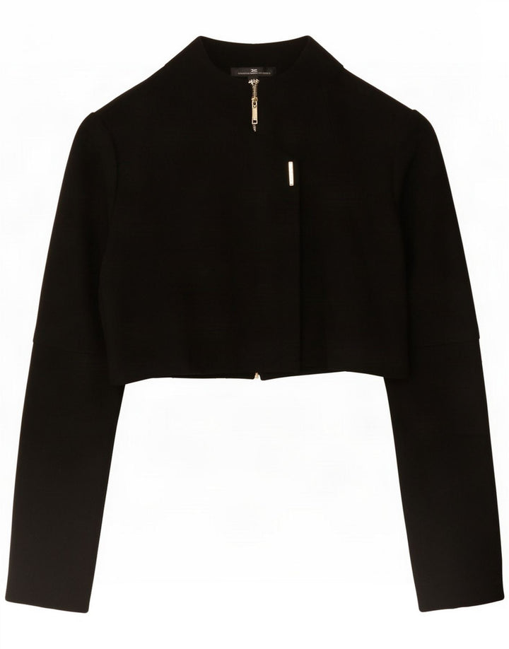 Elisabetta Franchi Jaqueta Bolero Feminina IT 44 Lã Preta Média
