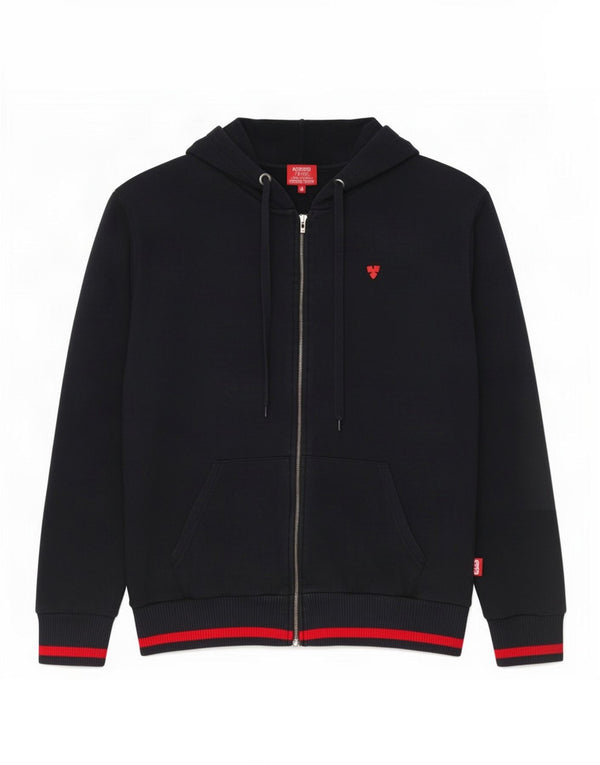 Suéter feminino Carlsberg com capuz e zíper gráfico UK 18 XL azul marinho bloco colorido
