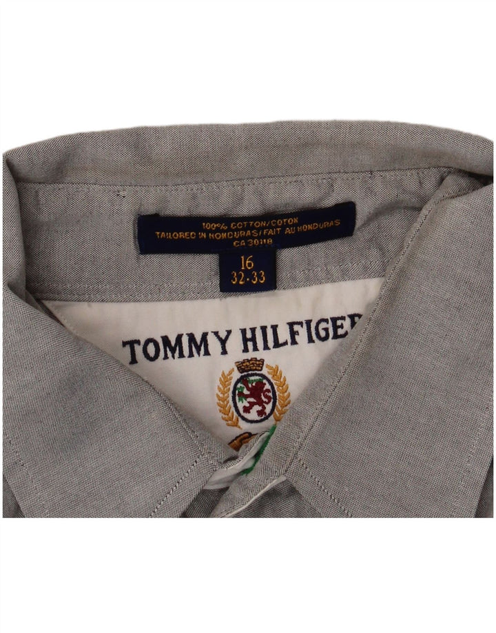 Camisa masculina Tommy Hilfiger tamanho 16 grande algodão cinza