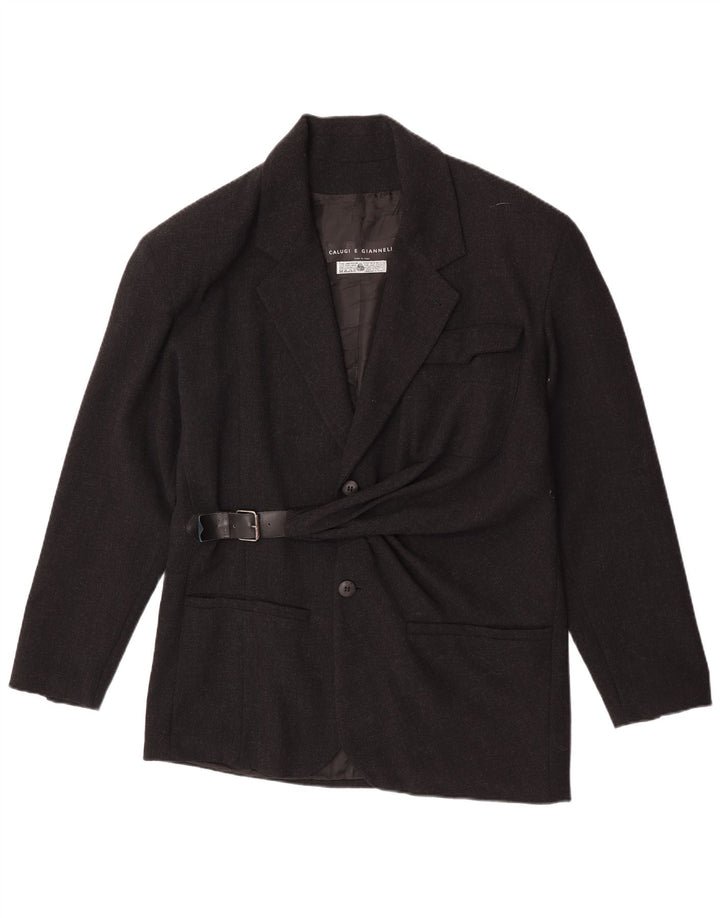 Jaqueta blazer feminina de 2 botões Calugi E Giannelli IT 50 XL lã virgem preta