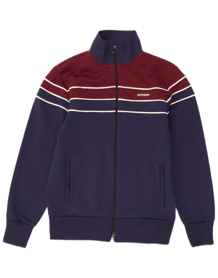 Jaqueta superior de agasalho masculino SUPERDRY XS azul marinho poliéster colorblock