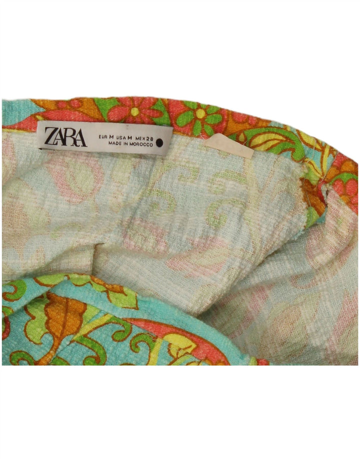 Saia midi feminina Zara médio W28 azul paisley