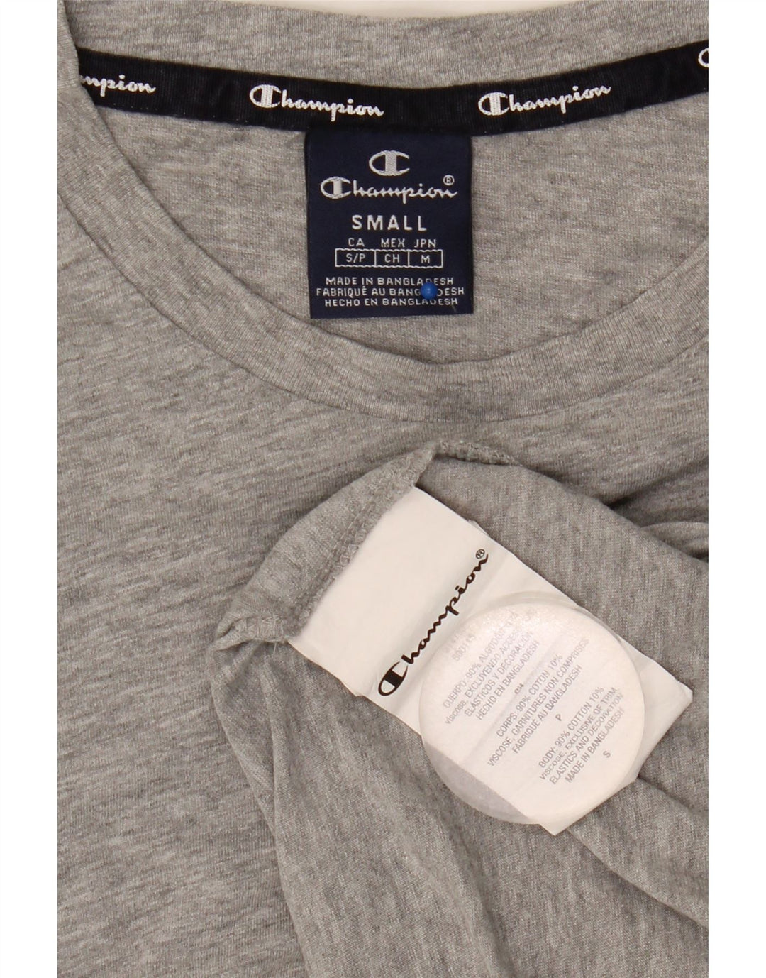 Camiseta masculina Champion pequena de algodão cinza
