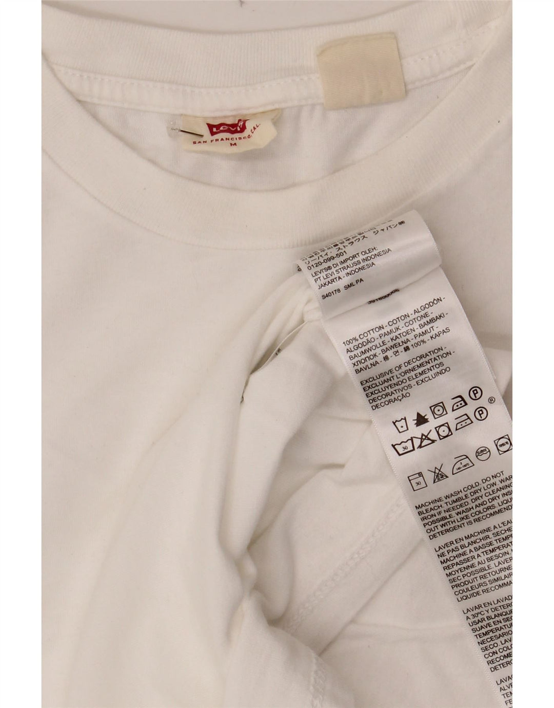 Camiseta feminina LEVI'S UK 12 algodão branco médio