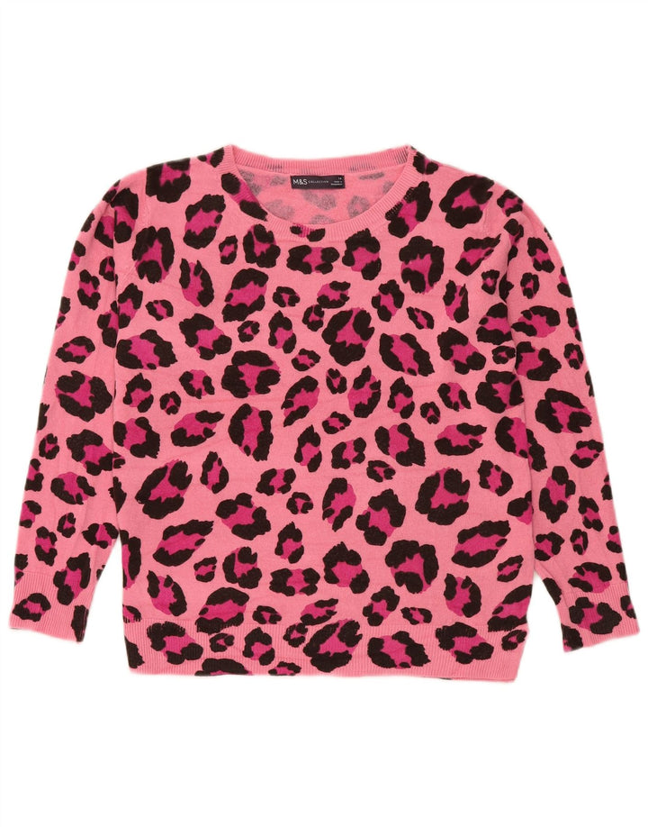 Suéter feminino Marks & Spencer com gola redonda, Reino Unido 14, rosa médio