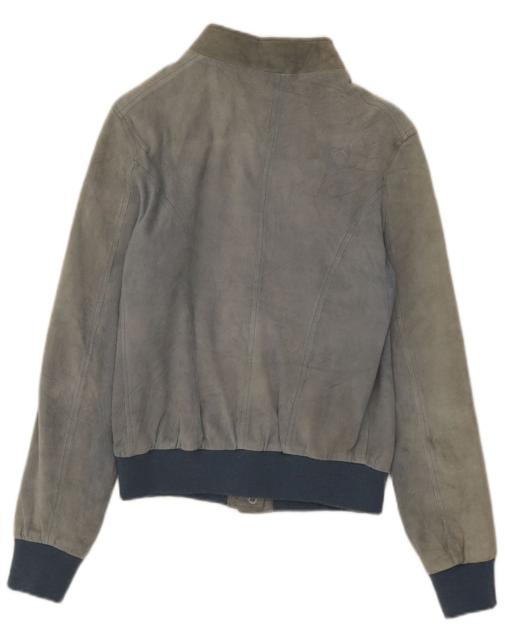 Jaqueta bomber feminina de camurça Emanuele Curci IT 44 cinza médio colorblock