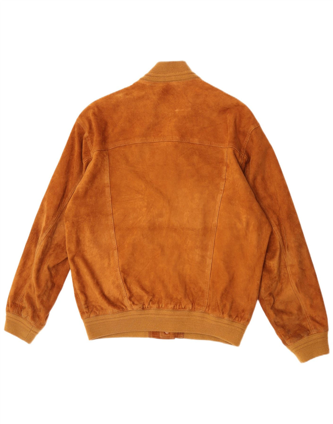 Jaqueta bomber masculina vintage de camurça IT 52 couro bege grande