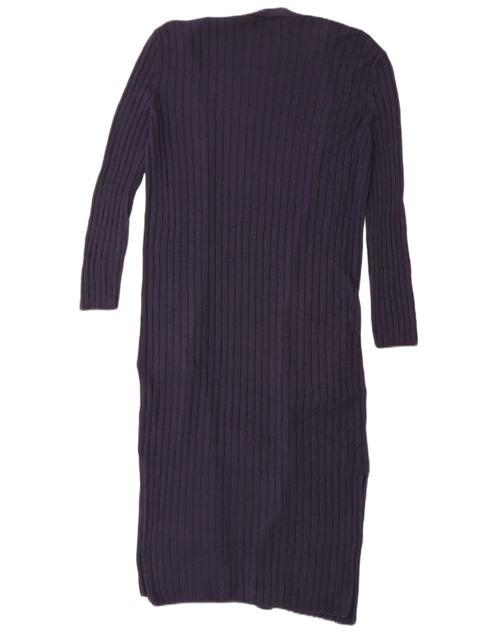 Suéter cardigã feminino Longline Marks & Spencer Reino Unido 10 pequeno azul marinho