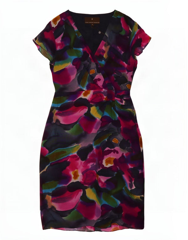 Vestido bainha feminino Fenn Wright Manson Reino Unido 10 pequeno tie-dye multicolorido
