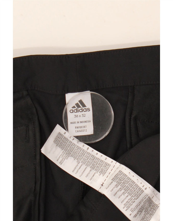 Adidas Mens Slim Chino Calças W38 L32 Poliéster Preto