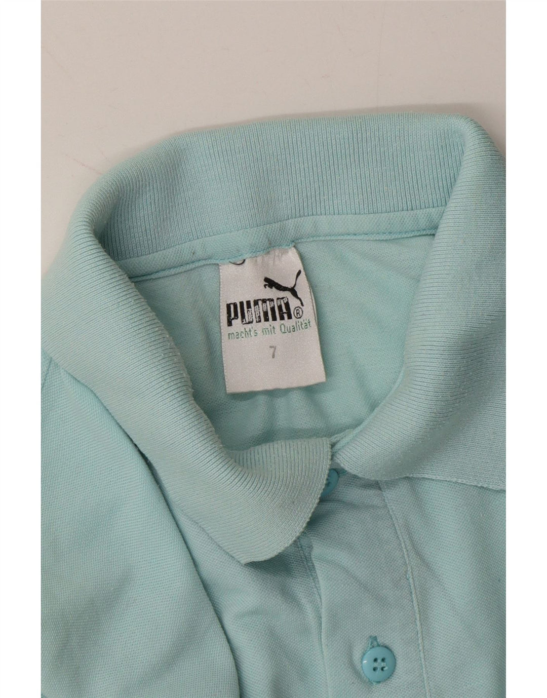 PUMA Mens Polo Shirt Medium Turquoise Cotton Vintage Puma and Second-Hand Puma from Messina Hembry 