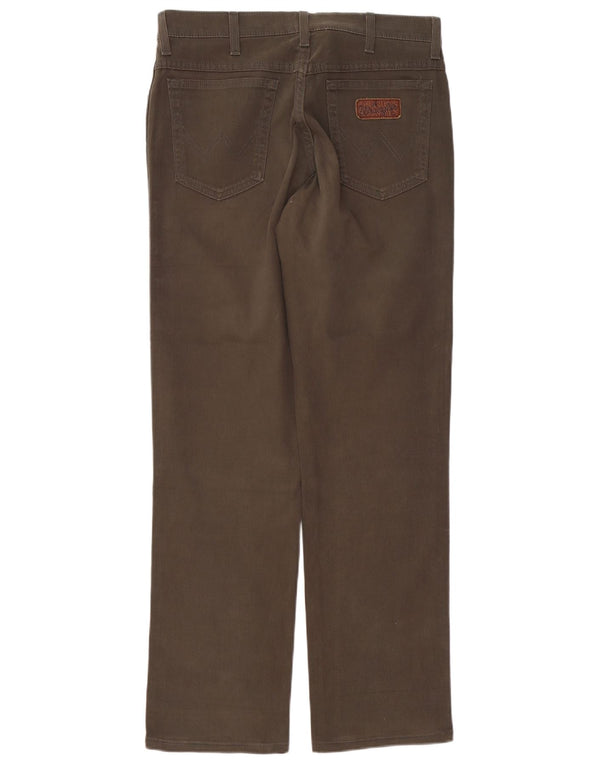 Wrangler Mens Texas Stretch Calça Casual Reta W33 L32 Algodão Marrom