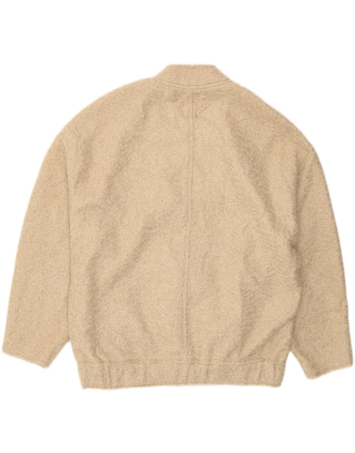 Zara Jaqueta Bomber Oversized Mulher UK 6 XS Poliéster Bege