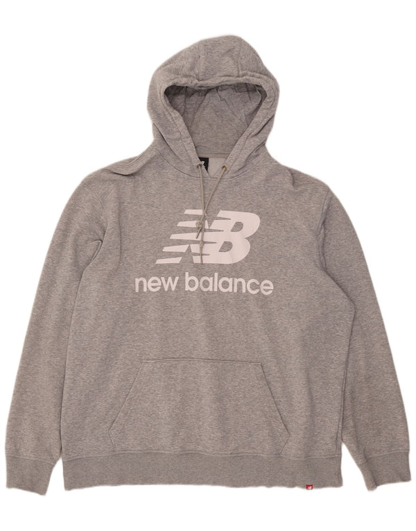 Suéter com capuz gráfico masculino New Balance 2XL algodão cinza