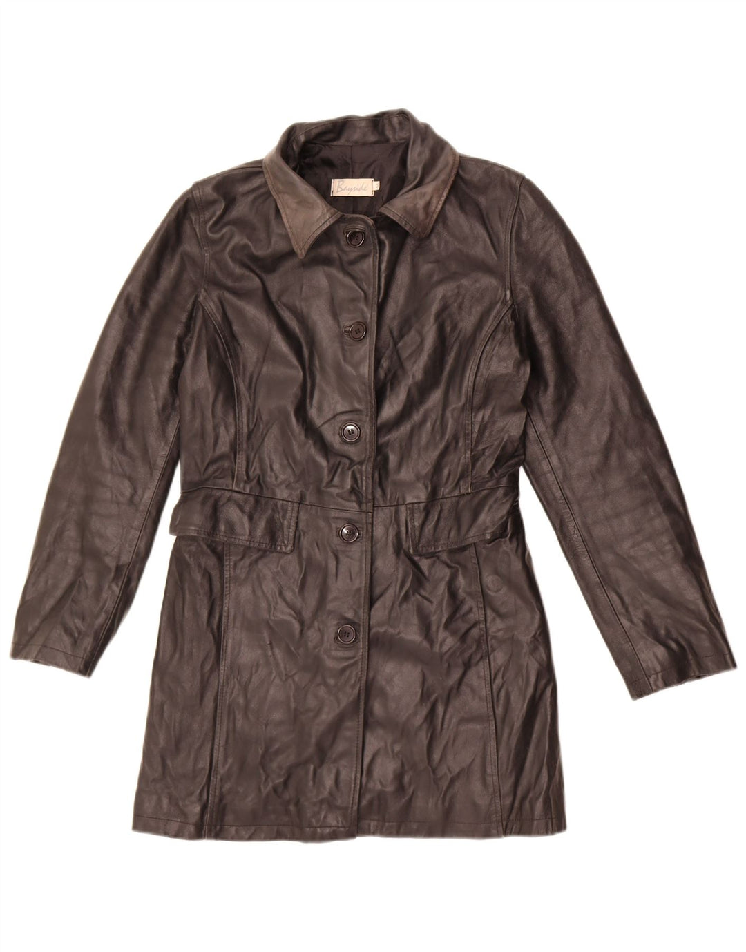 Casaco de couro feminino Bayside UK 12 couro preto médio
