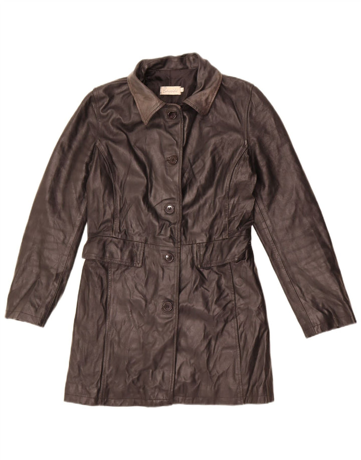 Casaco de couro feminino Bayside UK 12 couro preto médio