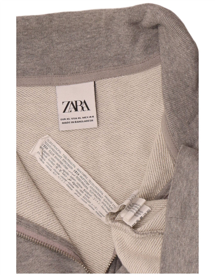Moletom masculino Zara com zíper e gola XL cinza algodão