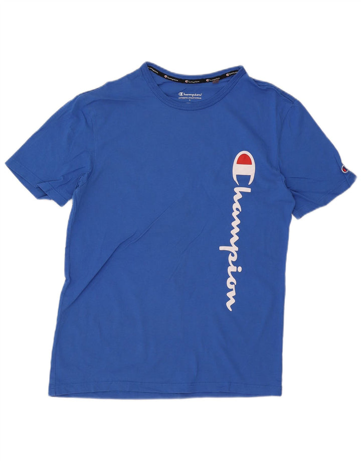 Camiseta masculina gráfica Champion pequeno algodão azul