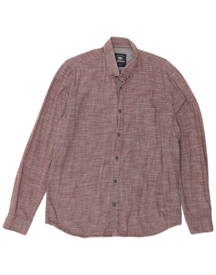 Camisa Lerros masculina Classic Fit médio algodão xadrez Borgonha