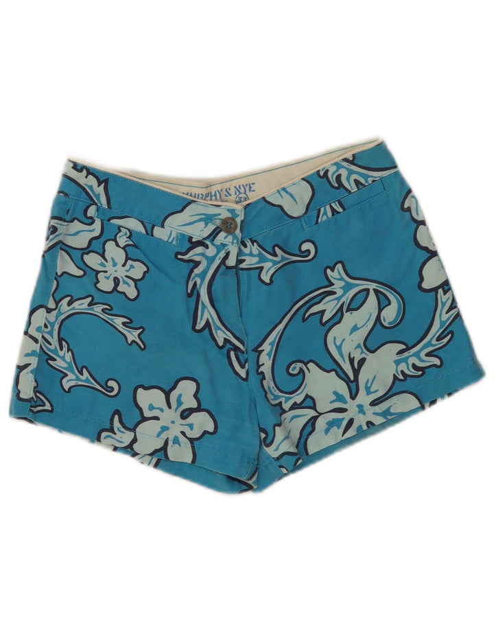 Shorts de natação feminino Murphy & Nye W29 algodão floral azul médio