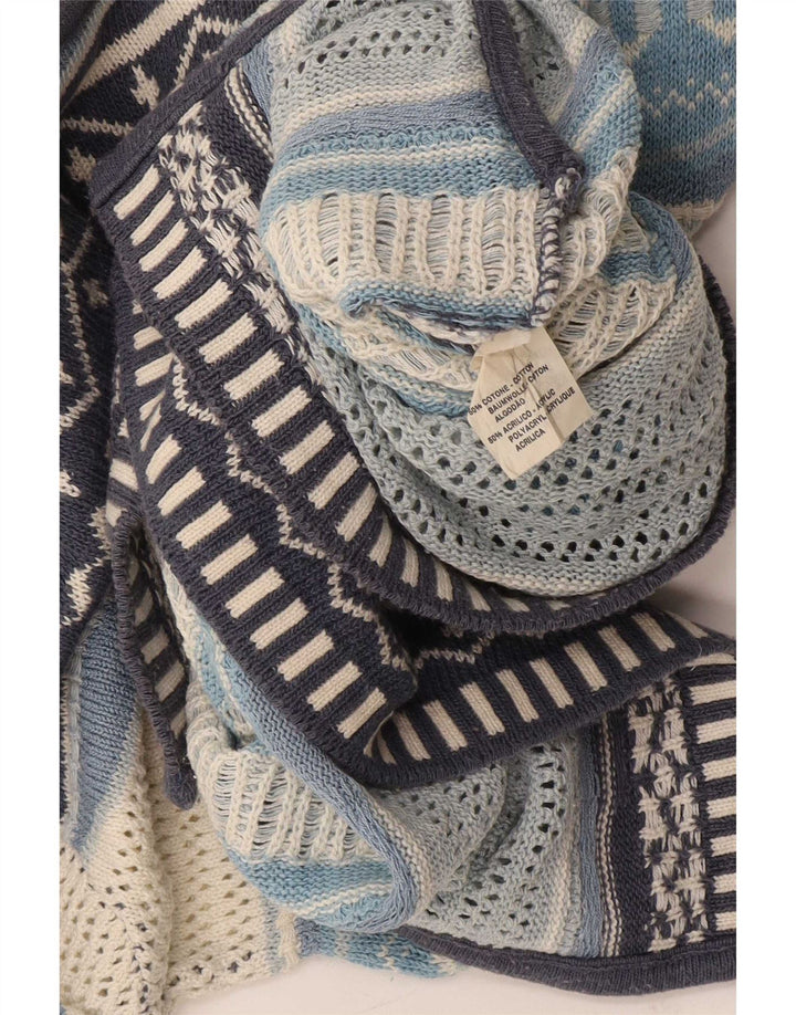 Suéter feminino vintage com gola canoa UK 12 listrado médio multicolorido