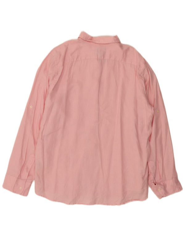 Camisa feminina clássica solta CHAPS Reino Unido 18 XL linho rosa