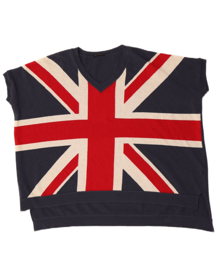 Sisley Womens Inglaterra Colete Oversized Regata Tamanho Único Lã Azul