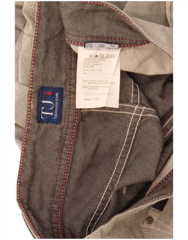 Trussardi Calça jeans reta masculina W36 L31 algodão bege