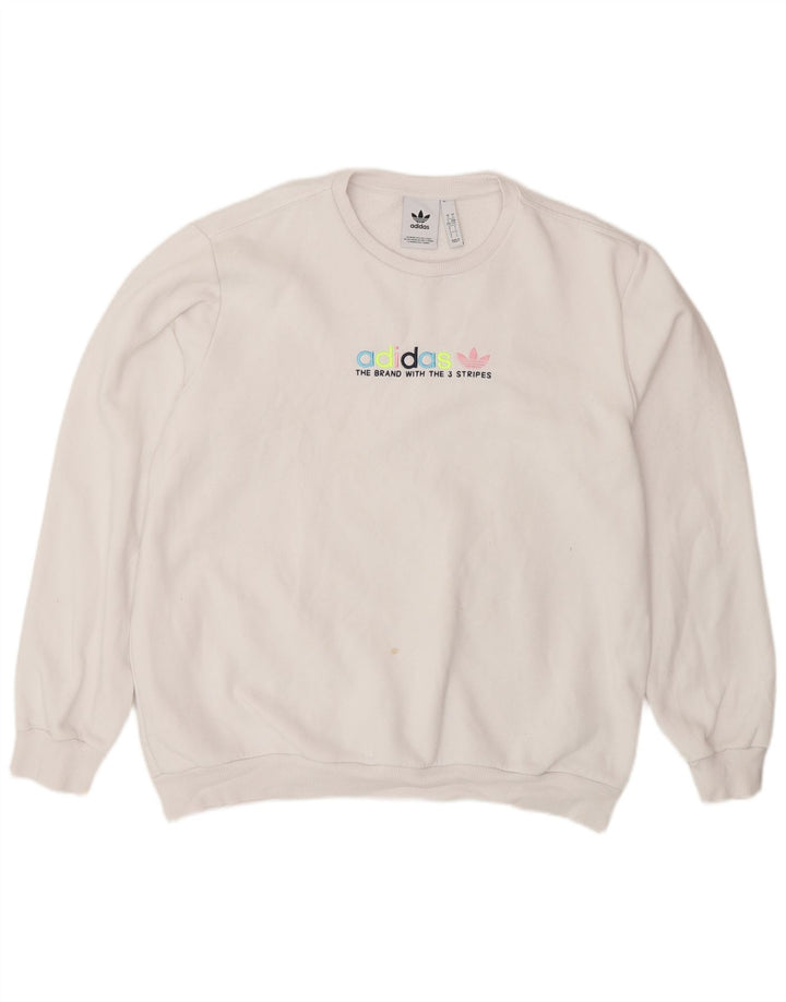 ADIDAS Mens Graphic Sweatshirt Jumper Grande Algodão Branco