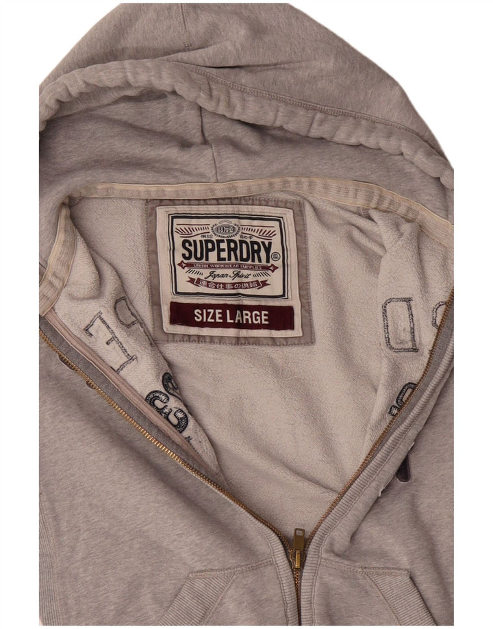 Suéter masculino SUPERDRY com capuz e zíper gráfico grande algodão cinza
