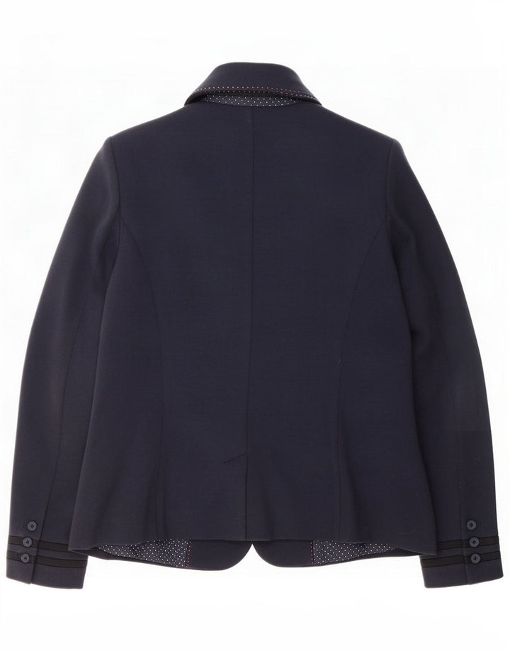 Jaqueta blazer feminina com 2 botões da Crew Clothing, Reino Unido 16, grande, azul marinho, algodão