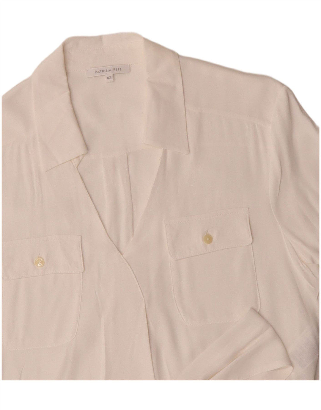 Patrizia Pepe Blusa feminina manga curta com gravata frontal IT 42 médio branco