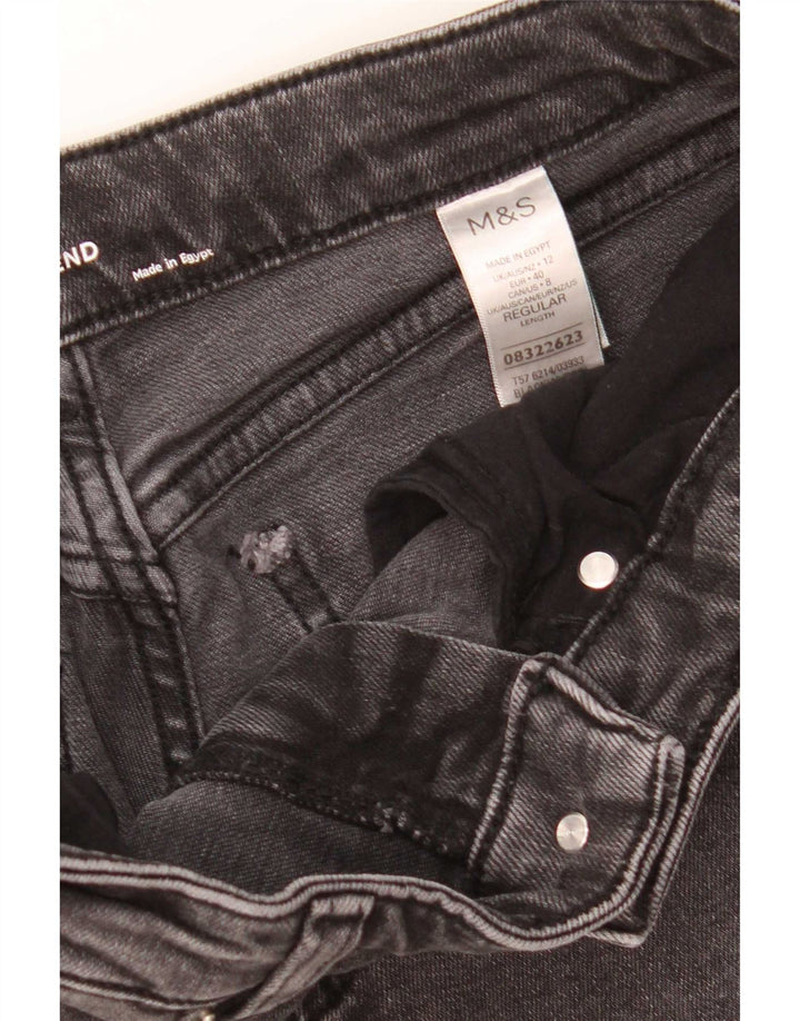 Calça jeans feminina Marks & Spencer Tapered UK 12 médio W30 L30 algodão cinza