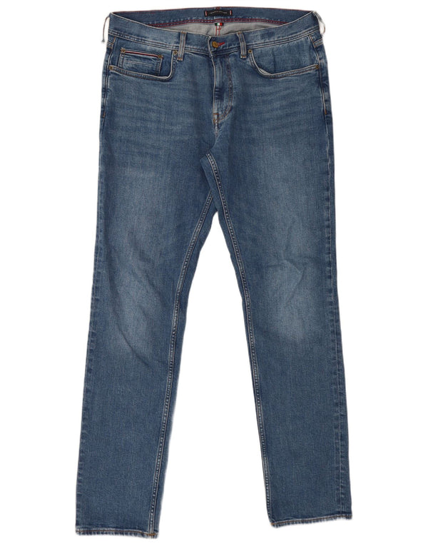 Tommy Hilfiger Masculino Denton Straight Jeans W36 L34 Azul Algodão