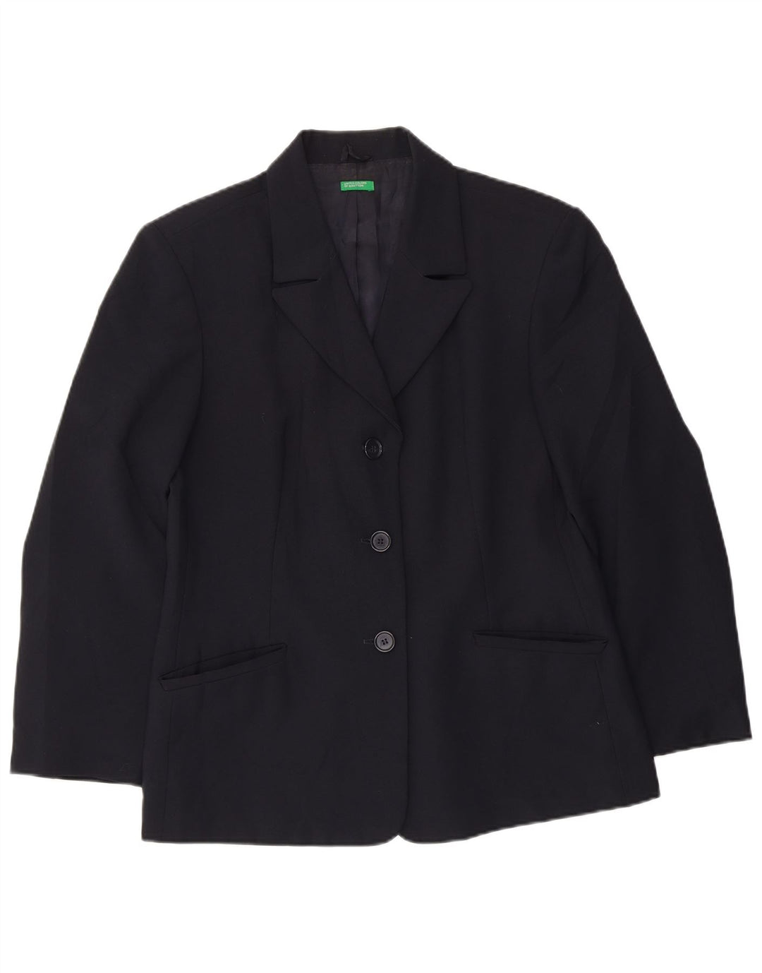 Jaqueta Blazer Feminina Benetton com 3 Botões IT 46 Grande Poliéster Azul Marinho