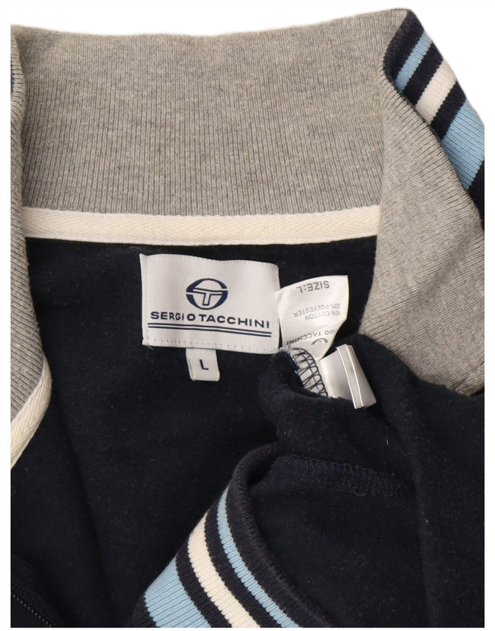 SERGIO TACCHINI Moletom masculino Jumper grande bloco colorido azul marinho