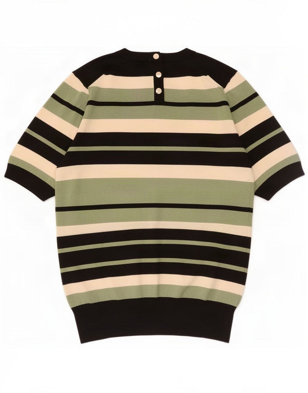 Suéter feminino Zara com gola canoa e listrado grande multicolorido Reino Unido 14