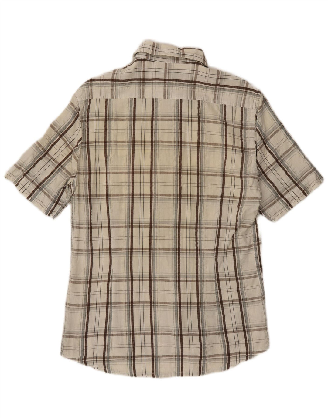 Camisa masculina Kappa de manga curta média off white algodão xadrez