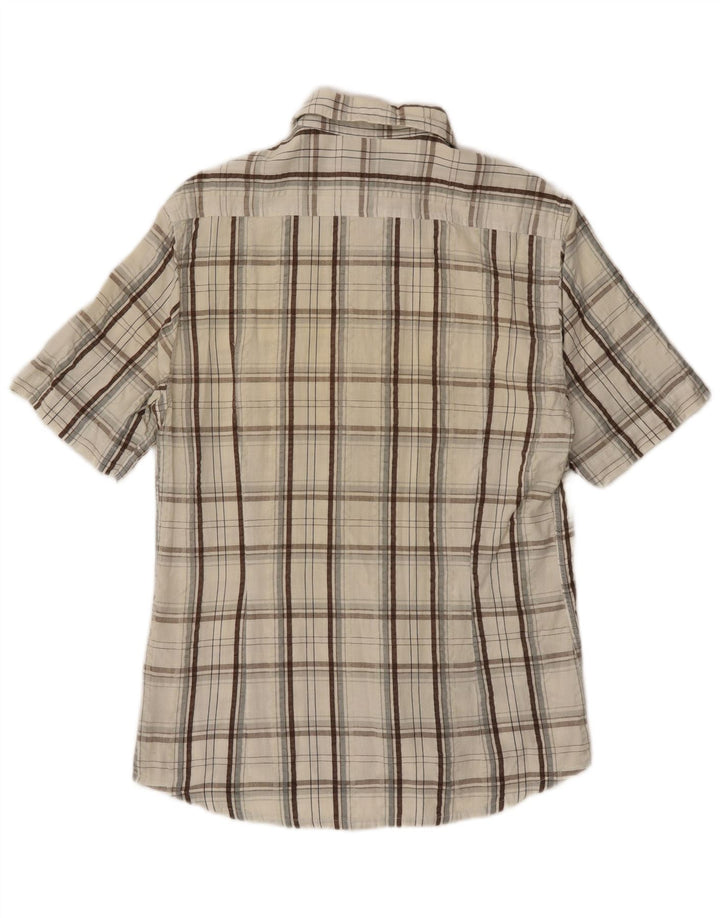 Camisa masculina Kappa de manga curta média off white algodão xadrez