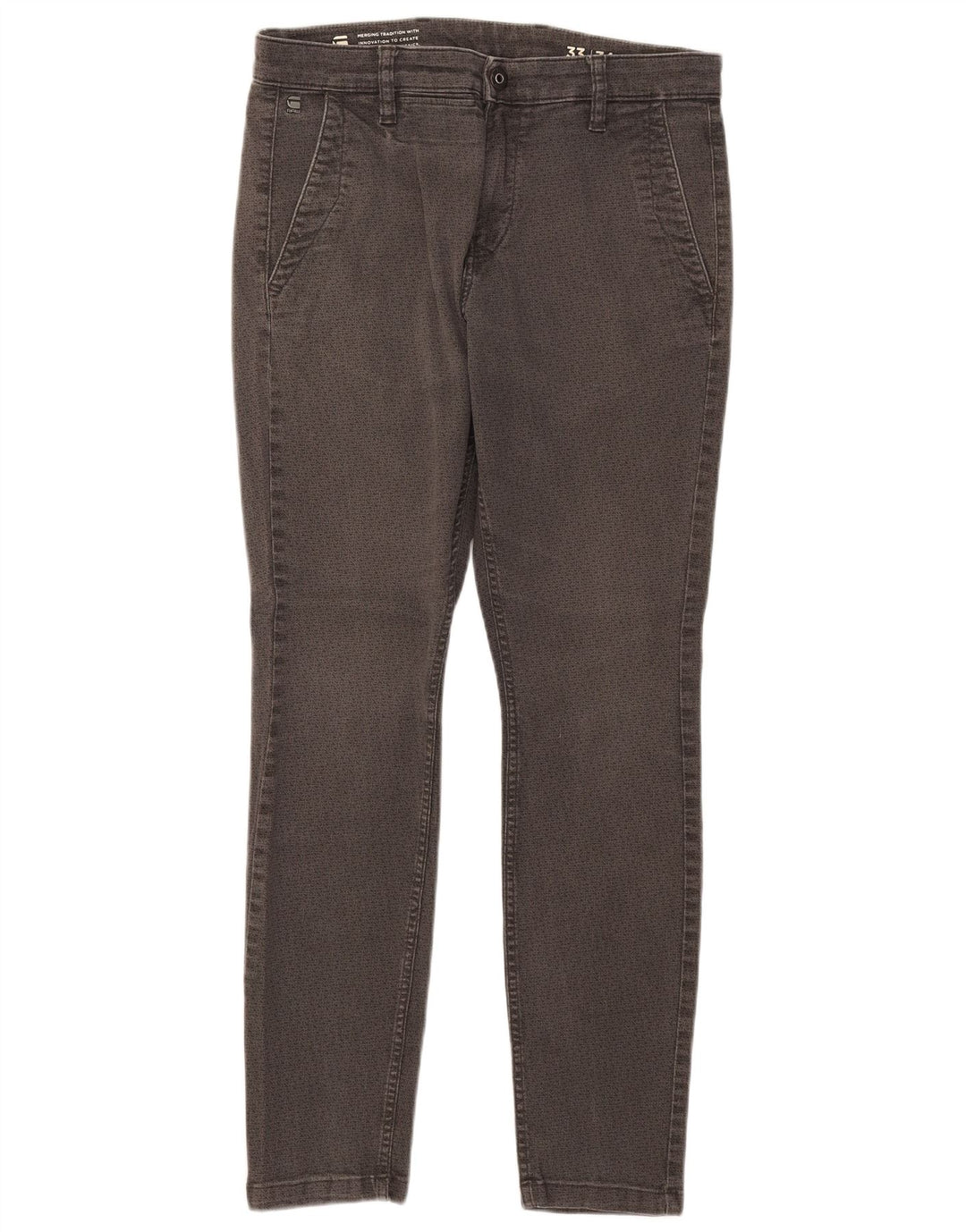 G-Star Mens Slim Jeans W33 L30 Cinza Geométrico Algodão