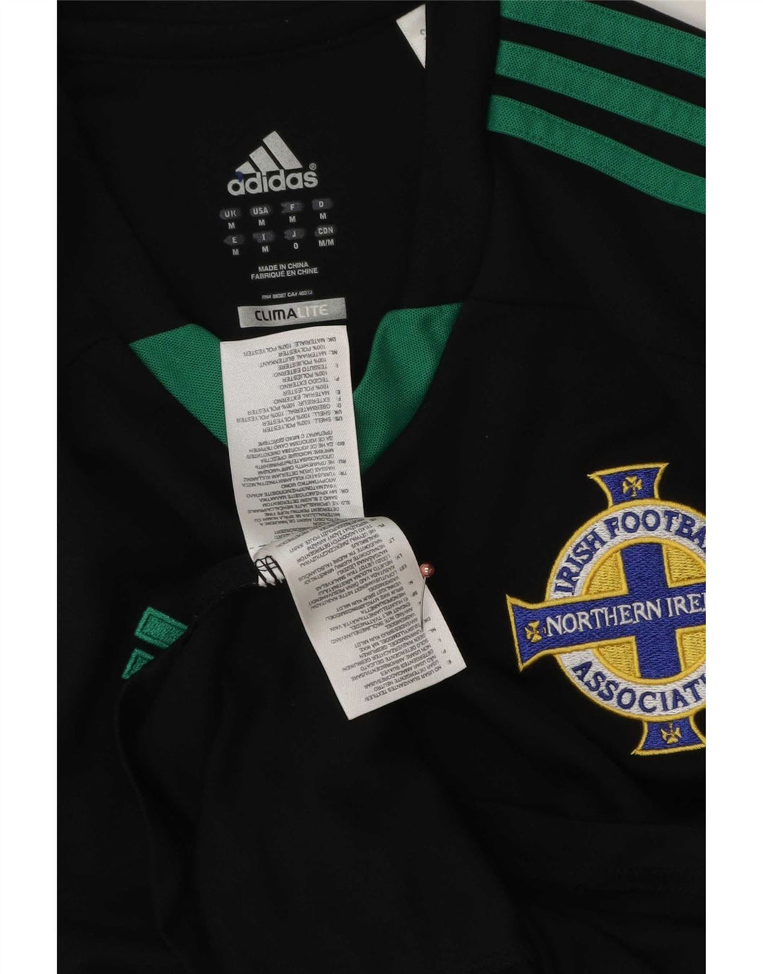 Adidas masculino irlandês futebol topo manga longa médio preto poliéster