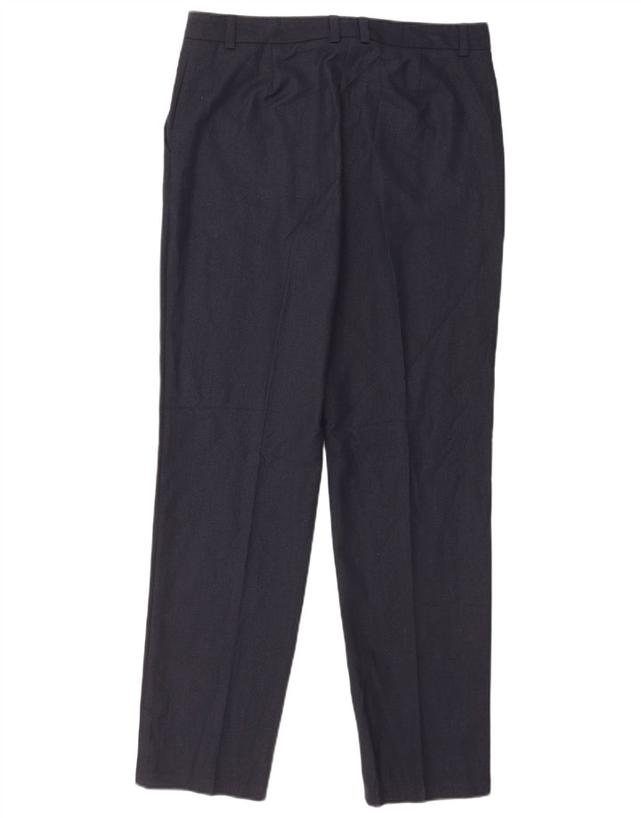 Calça feminina Marks & Spencer Reino Unido 12 Médio W32 L32 Azul Marinho Xadrez