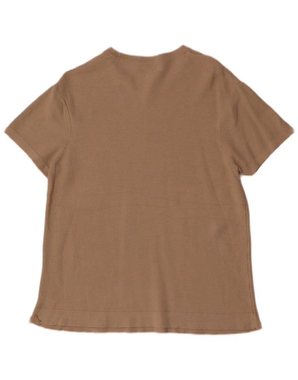 Zara Mens Short Sleeve T-Shirt Top Medium Brown Cotton