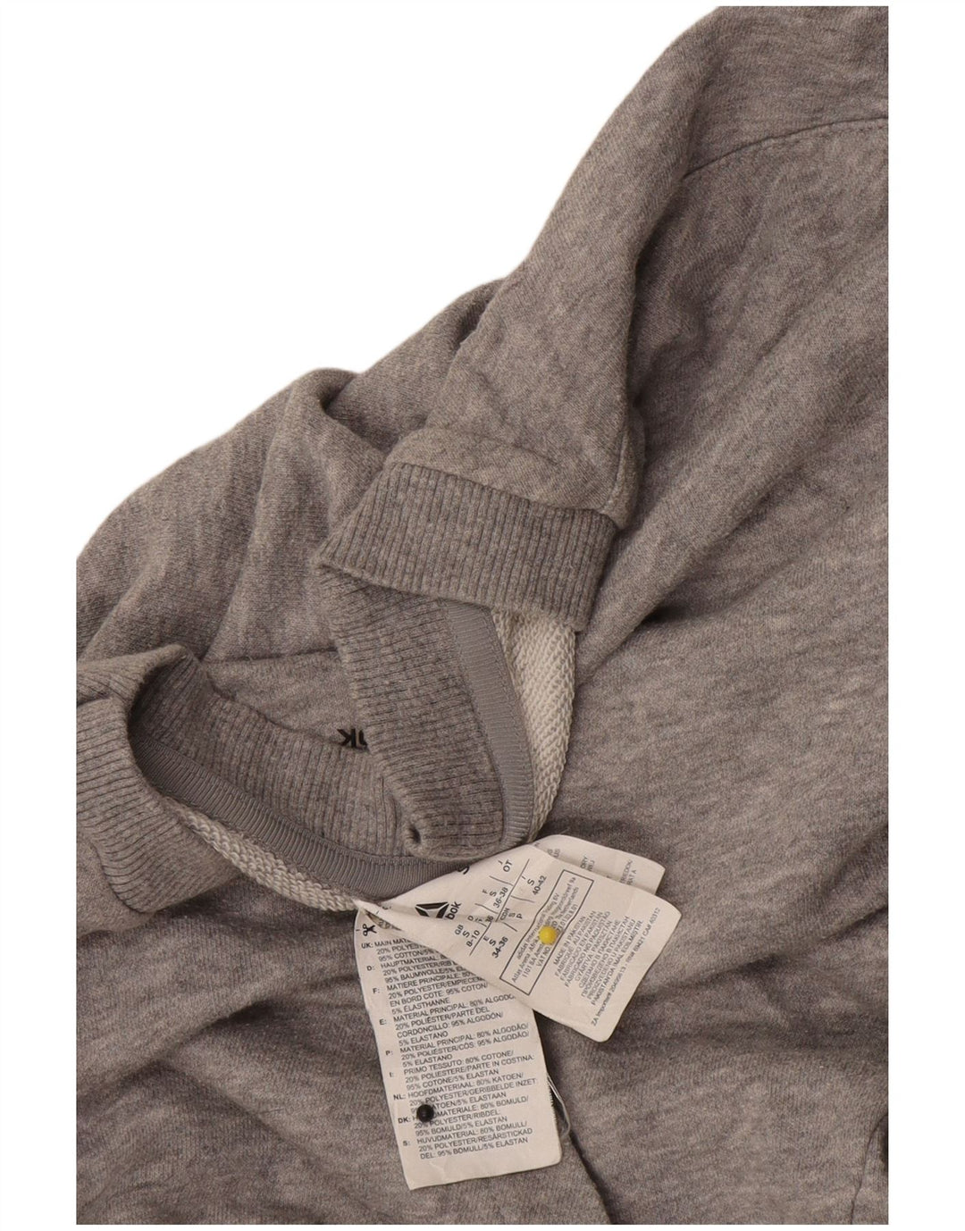 Reebok Womens Oversized Sweatshirt Jumper UK 8/10 Pequeno Algodão Cinza